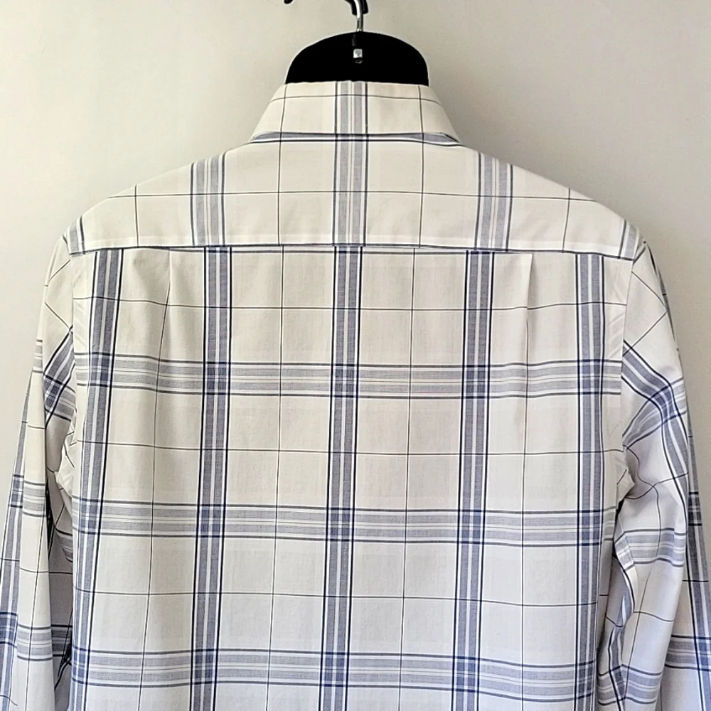 Banana Republic Slim Fit Dress Shirt BluePlaid Size 14-14.5